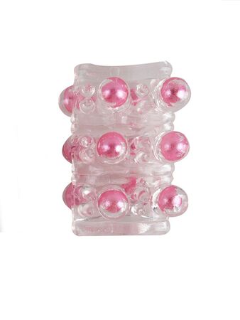 Прозрачная сквозная насадка на пенис с цветными шариками